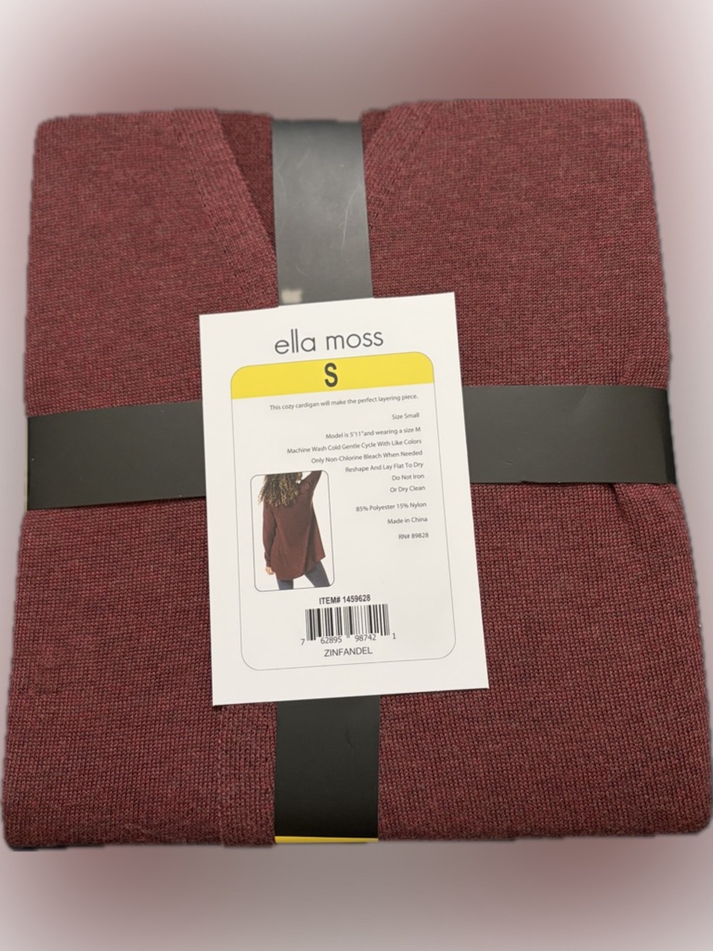 NWT Zinfandel Red Ella Moss Women’s Open-Front Burgundy Sweater Cardigan - Picture 2 of 2
